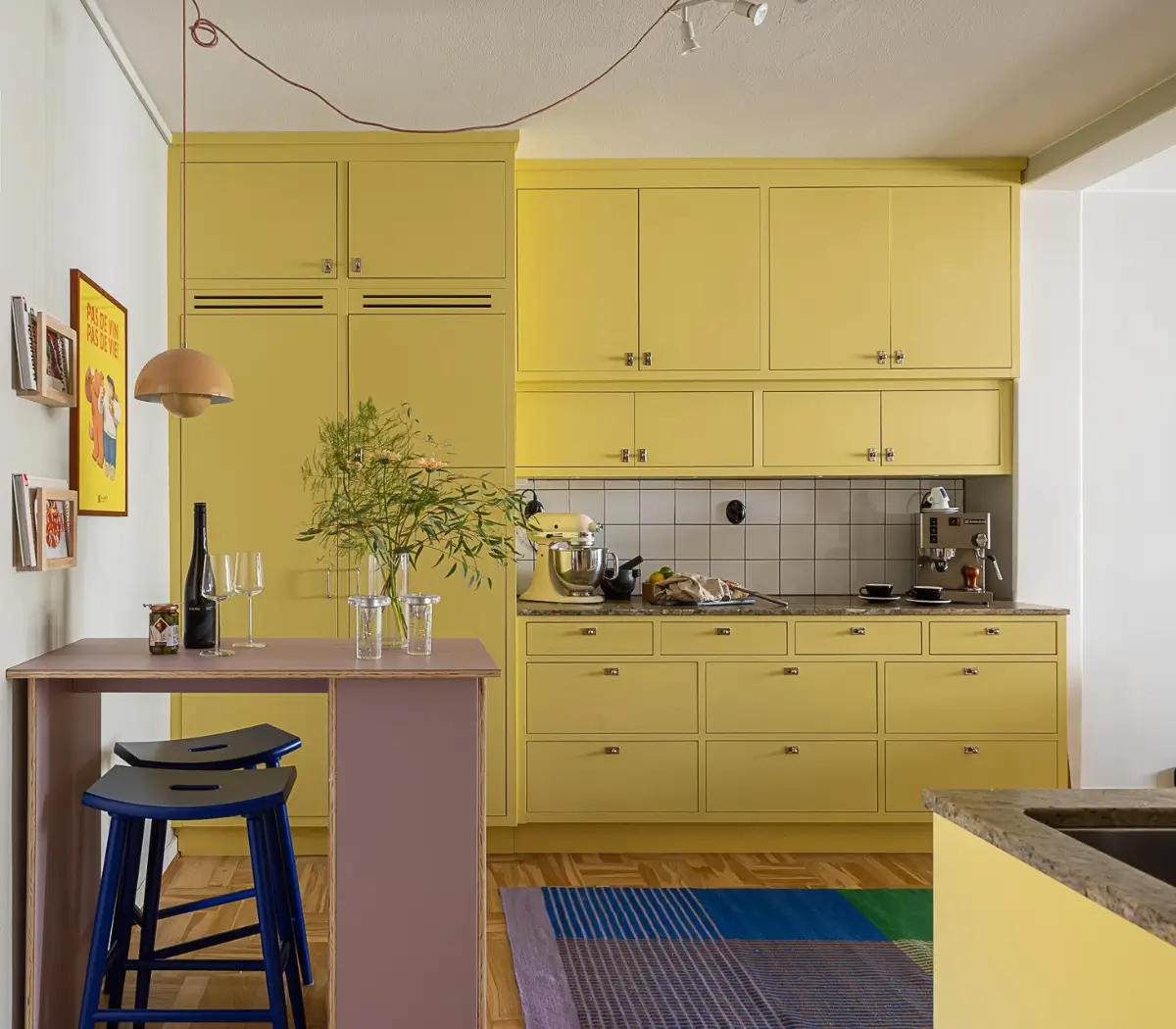 Original Features in a Colorful Midcentury Apartment in Sweden 10 yellow-kitchen-original-features-1940s-apartment-nordroom