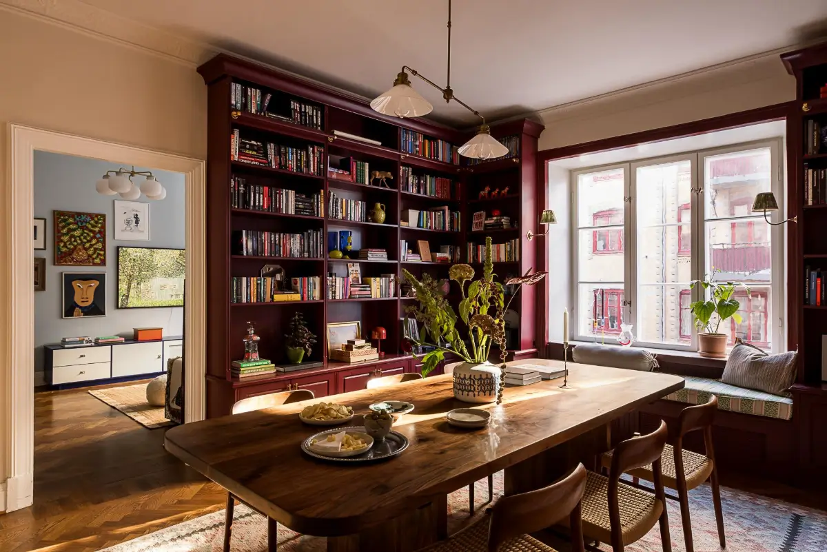 Before & After: A Warm Color Palette and Built-In Bookshelves for a Swedish Home 10 before-and-after-warm-cohesive-color-palette-renovated-turn-of-the-century-apartment-nordroom