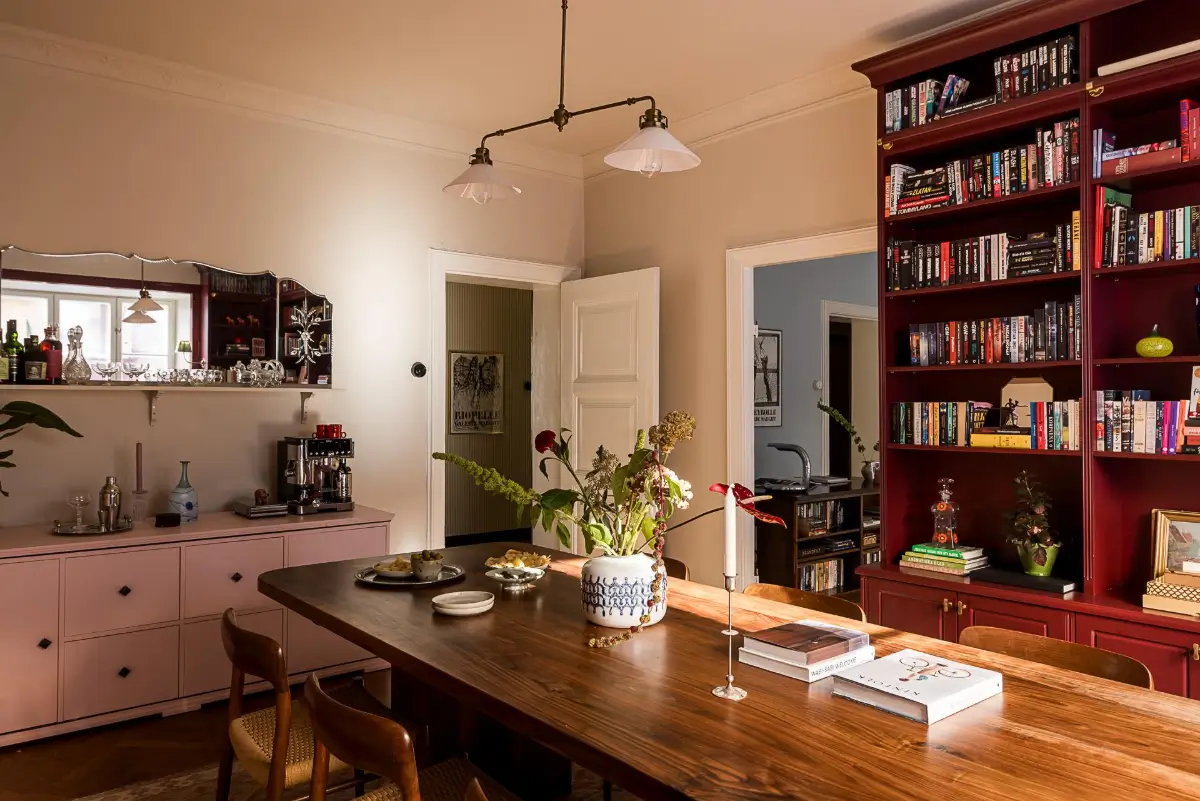 Before & After: A Warm Color Palette and Built-In Bookshelves for a Swedish Home 12 before-and-after-warm-cohesive-color-palette-renovated-turn-of-the-century-apartment-nordroom