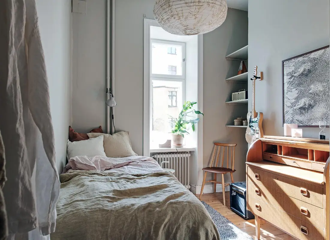 Before & After: A Warm Color Palette and Built-In Bookshelves for a Swedish Home 38 before-and-after-warm-cohesive-color-palette-renovated-turn-of-the-century-apartment-nordroom