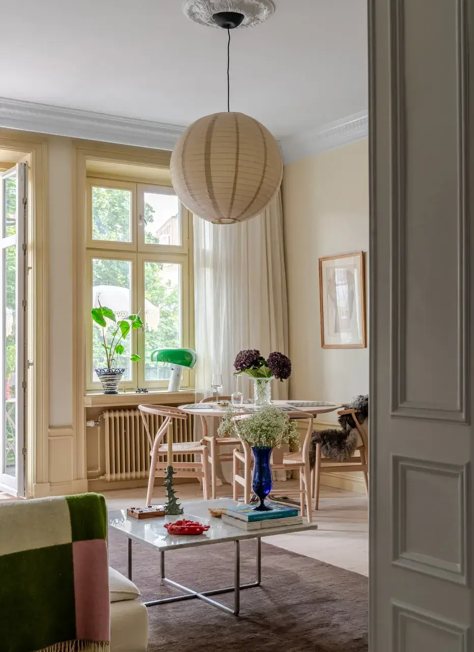 A Serene Palette with Red Pop of Color in an Early 20th-Century Apartment 14 soft-color-palette-red-accents-1912-apartment-stockholm